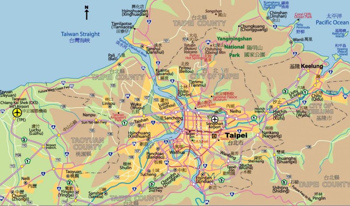 تائی پے شہر کے مرکز نقشہ